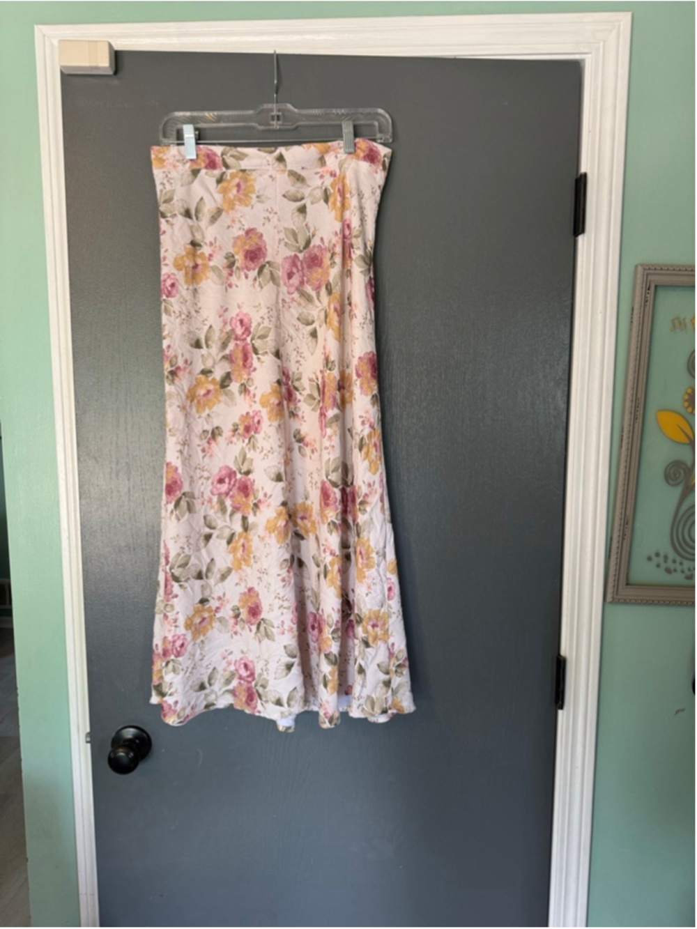 Women's Altar'd State Floral Maxi Skirt XL White Pink